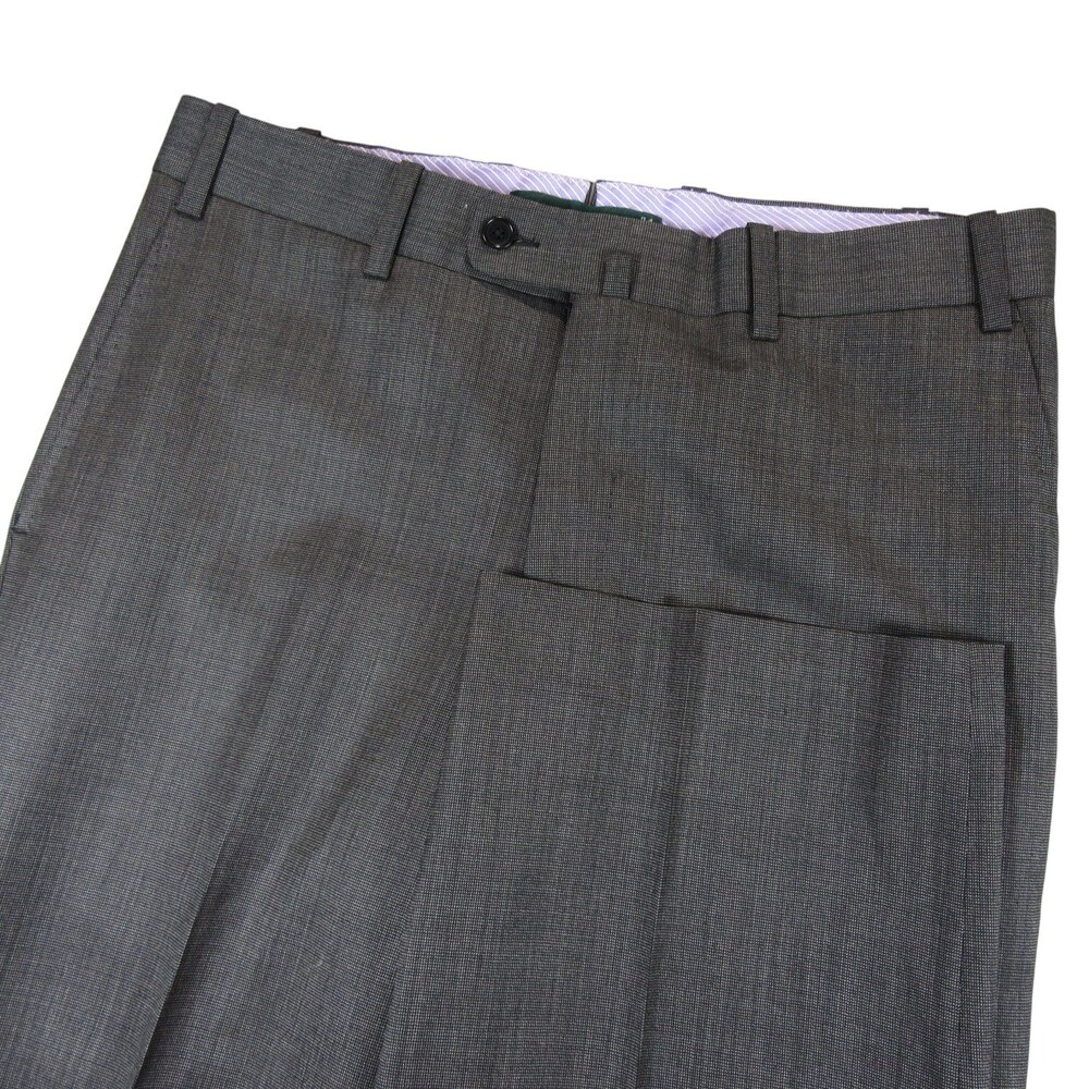 Antas Mens Dress Pants Laguna 34 x 28 Birdseye Gray‎ Black Wool Cashmere